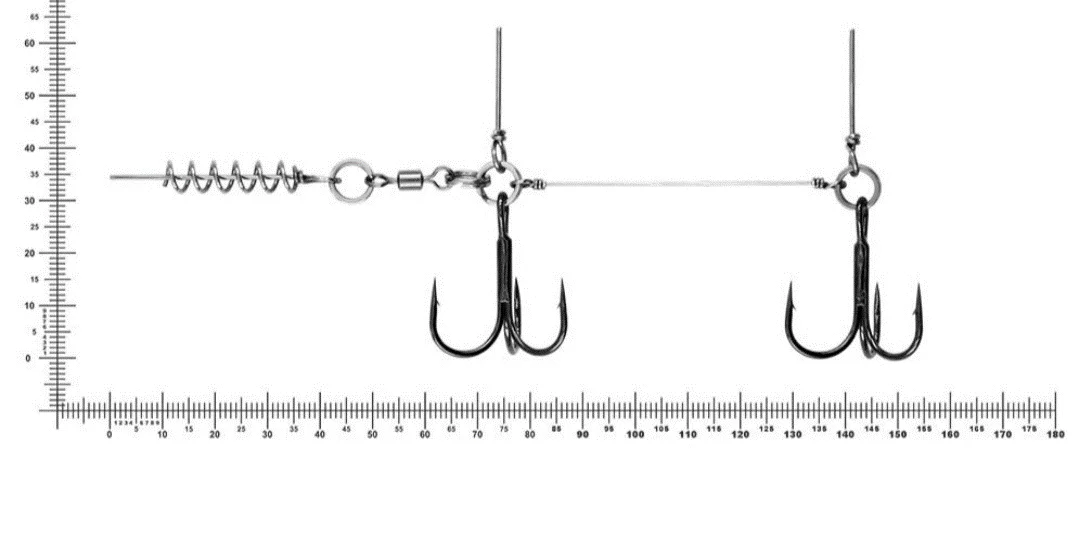 Stingeris Volga Jig plieninis 0,6 mm su įsukamu ir dviem trišakiais
