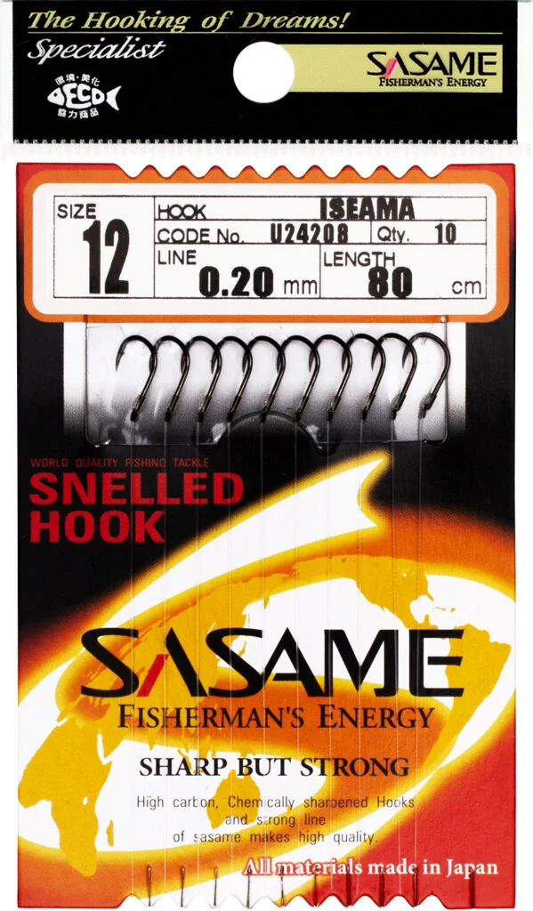 SASAME kabliukai su valu U24208 Snelled Hooks ISEAMA NS sz.