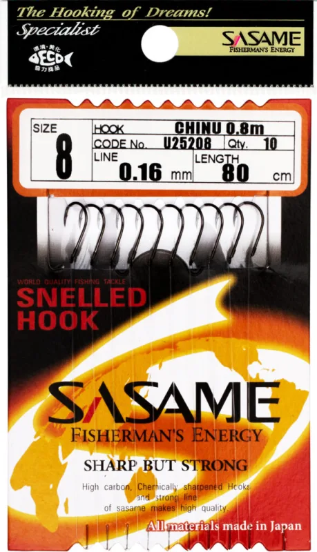 SASAME kabliukai su valu Snelled Hooks  CHINU U25208 NS – 6-0.18,
