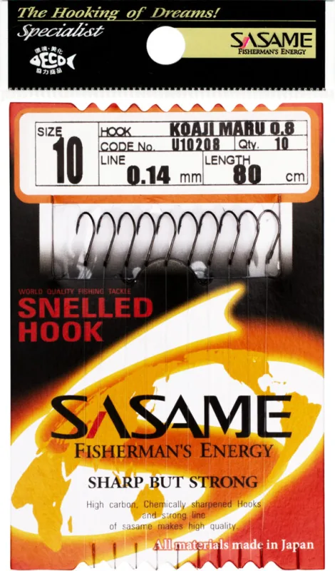 SASAME kabliukai su valu Snelled Hooks  KOAJI MARU U10208 NS – 10-0.14,