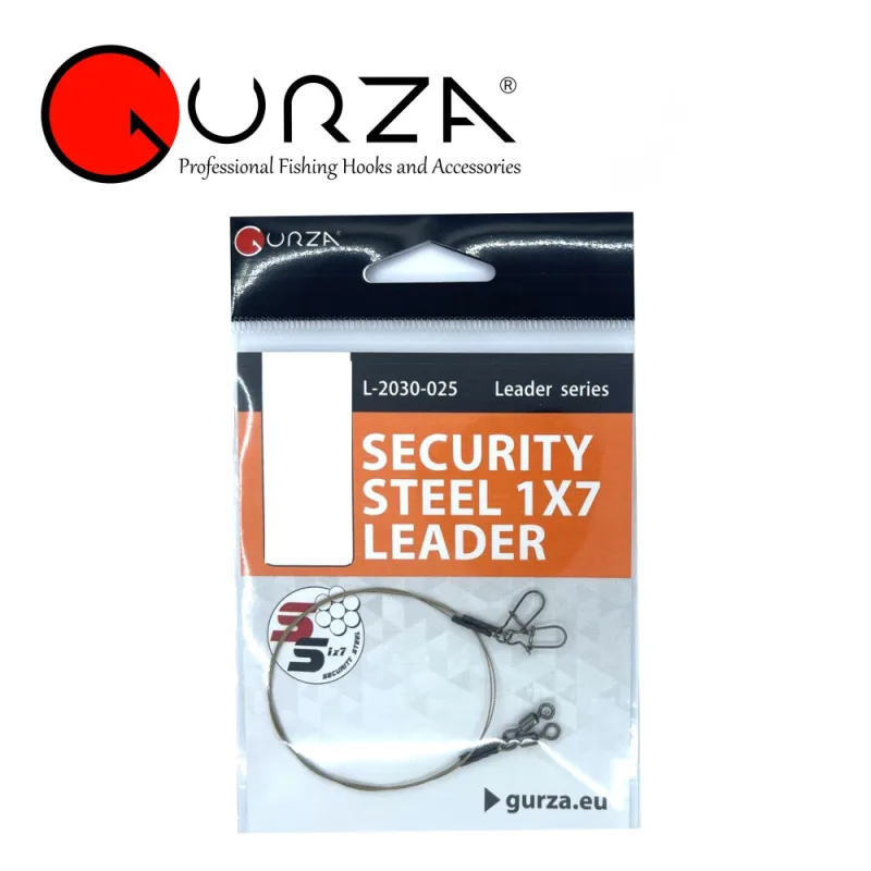 Pavadėlis Gurza SECURITY STEEL 1×7 LEADER 2vnt. Test. 36kg – Pavadėlis Gurza SECURITY STEEL 1×7 LEADER 2vnt. Test. 36kg 25 cm