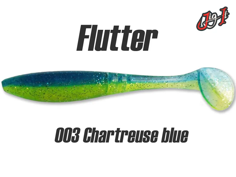 Silikoninis masalas Jig It Flutter – col. 003 Chartreuse Blue