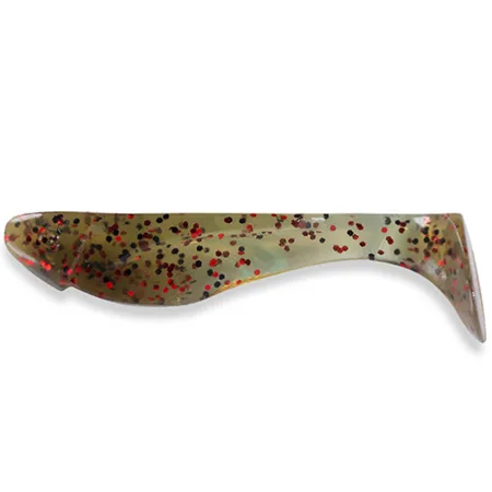 Silikoninis masalas Fishup Wizzy 1.5″ (10 vnt.) – #045 - Green Pumpkin/Red & Black