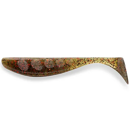 Silikoninis masalas FishUp Wizzle Shad – #045 - Green Pumpkin/Red & Black