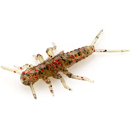 Silikoninis masalas Fishup Stonefly 0.75″ (12 vnt.) – #045 - Green Pumpkin/Red & Black