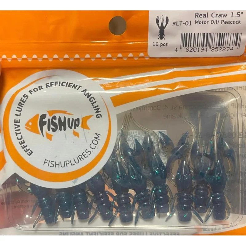 Silikoninis masalas FishUp Real Craw – #017 - Motor Oil /Green LT-01