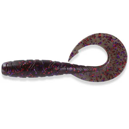 Silikoninis masalas FishUp Mighty Grub – #050 - Green Pumpkin Brown/Red & Purple
