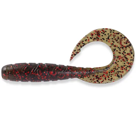 Silikoninis masalas FishUp Mighty Grub – #045 - Green Pumpkin/Red & Black