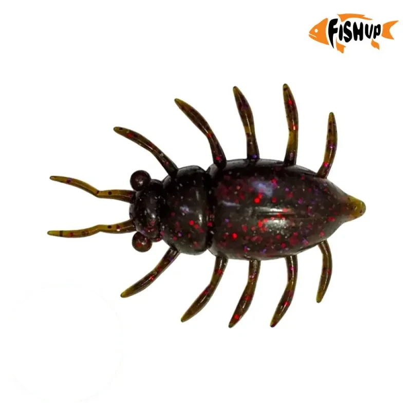 Silikoninis masalas Fishup Maybug 1.3″ (5 vnt.) – #050 - Green Pumpkin Brown/Red & Purple