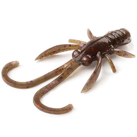 Silikoninis masalas Fishup Baffi Fly 1.5″ (10 vnt.) – #050 - Green Pumpkin Brown/Red & Purple