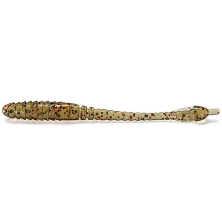 Silikoninis masalas Fishup ARW Worm 2″ (12 vnt.) – #045 - Green Pumpkin/Red & Black