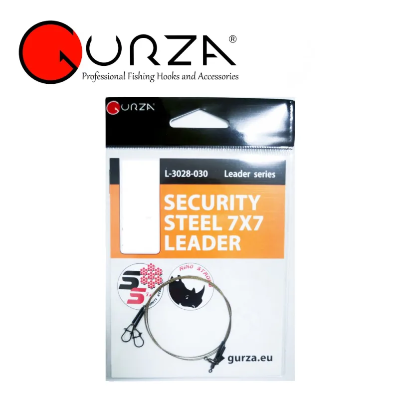Pavadėlis Gurza SECURITY STEEL 7×7 LEADER 2 vnt. 12,5kg 0,36Ø – Test. 12,5kg