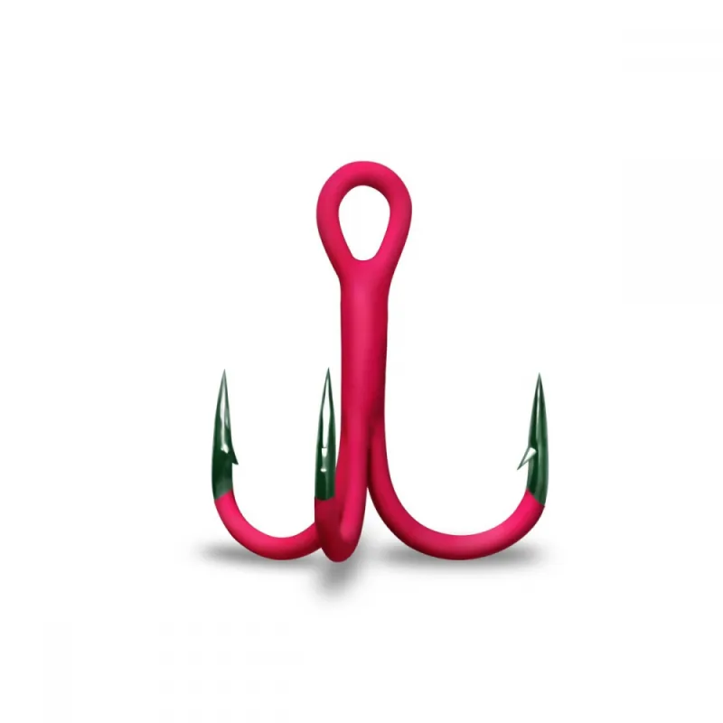 Trišakiai Kabliukai Gurza ROUND TREBLE ST-36 UV RED – #3/0